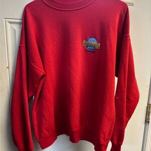 Hard Rock Cafe Red Crewneck Sweatshirt with Embroidered Logo